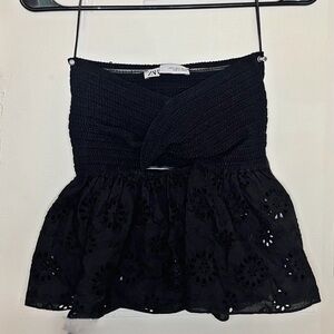 black knit cutout twisted tube top